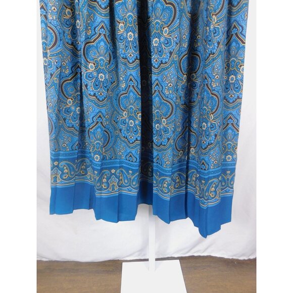 Draper's & Damon's Blue Paisley Border Print Skirt Elastic Waist Boho Witch 10 - Picture 3 of 11
